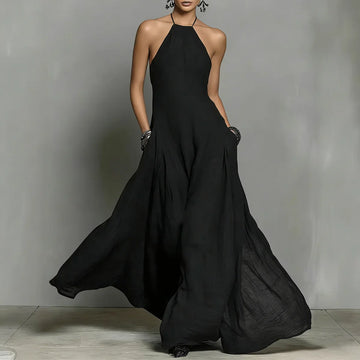 Women's Maxi Dress Halter Neck Sleeveless Flowing Tiered