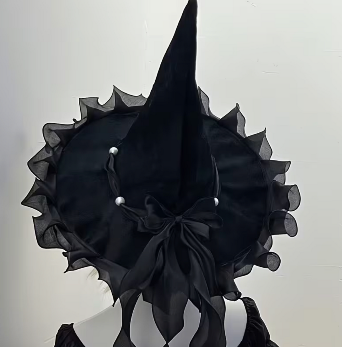 Witch Hat with Wide Brim and Decorative Bow, Six Color Choices