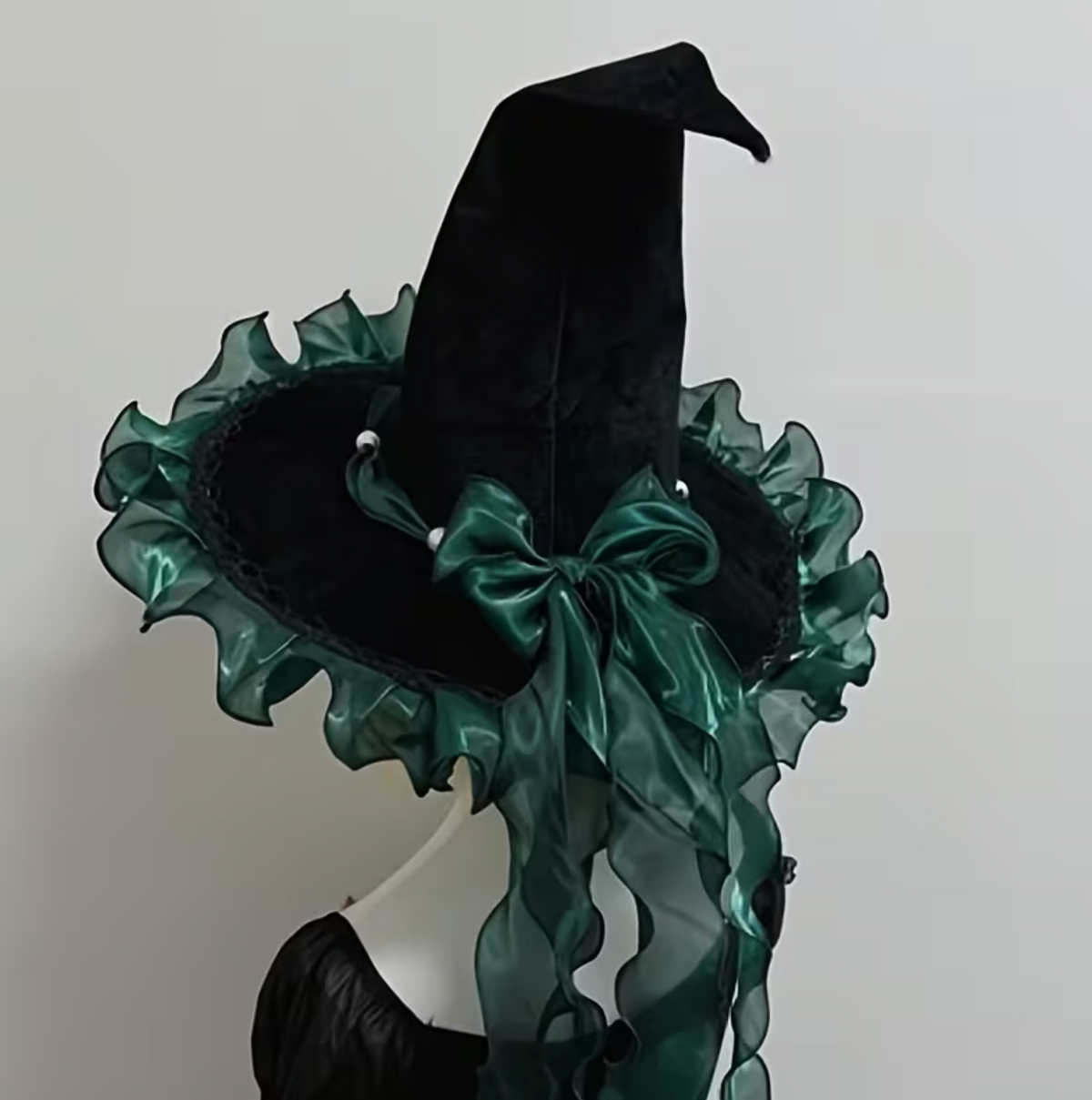 Witch Hat with Wide Brim and Decorative Bow, Six Color Choices