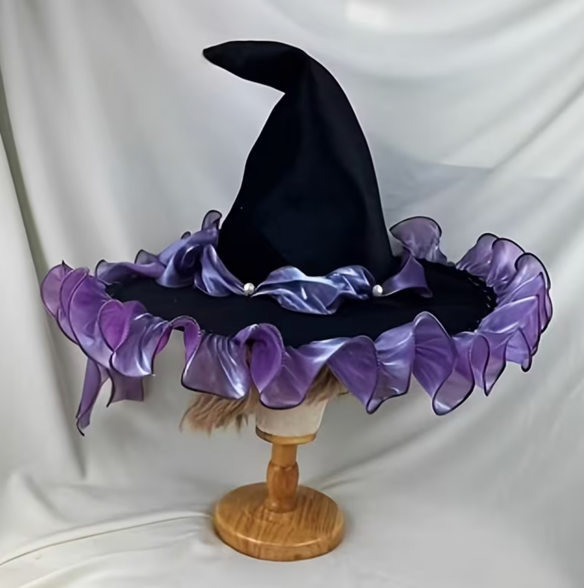 Witch Hat with Wide Brim and Decorative Bow, Six Color Choices