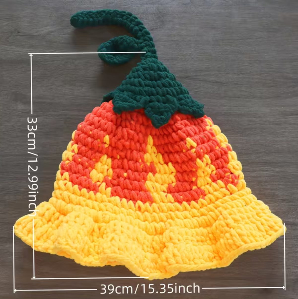 Pointed Wizard Hat with Crocheted Floral Design for Women