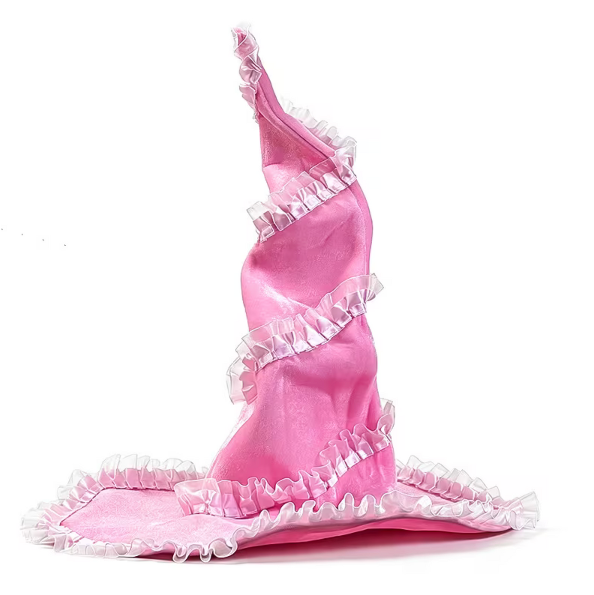 Twisted Brim Witch Hat for Adults with Decorative Lace Trim