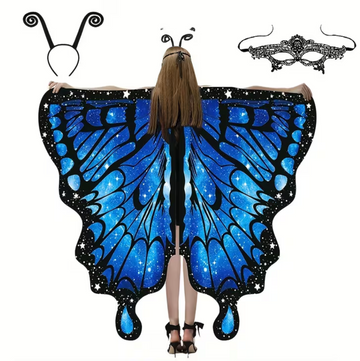 Butterfly Wing Shawl with Matching Headband for Costume Parties