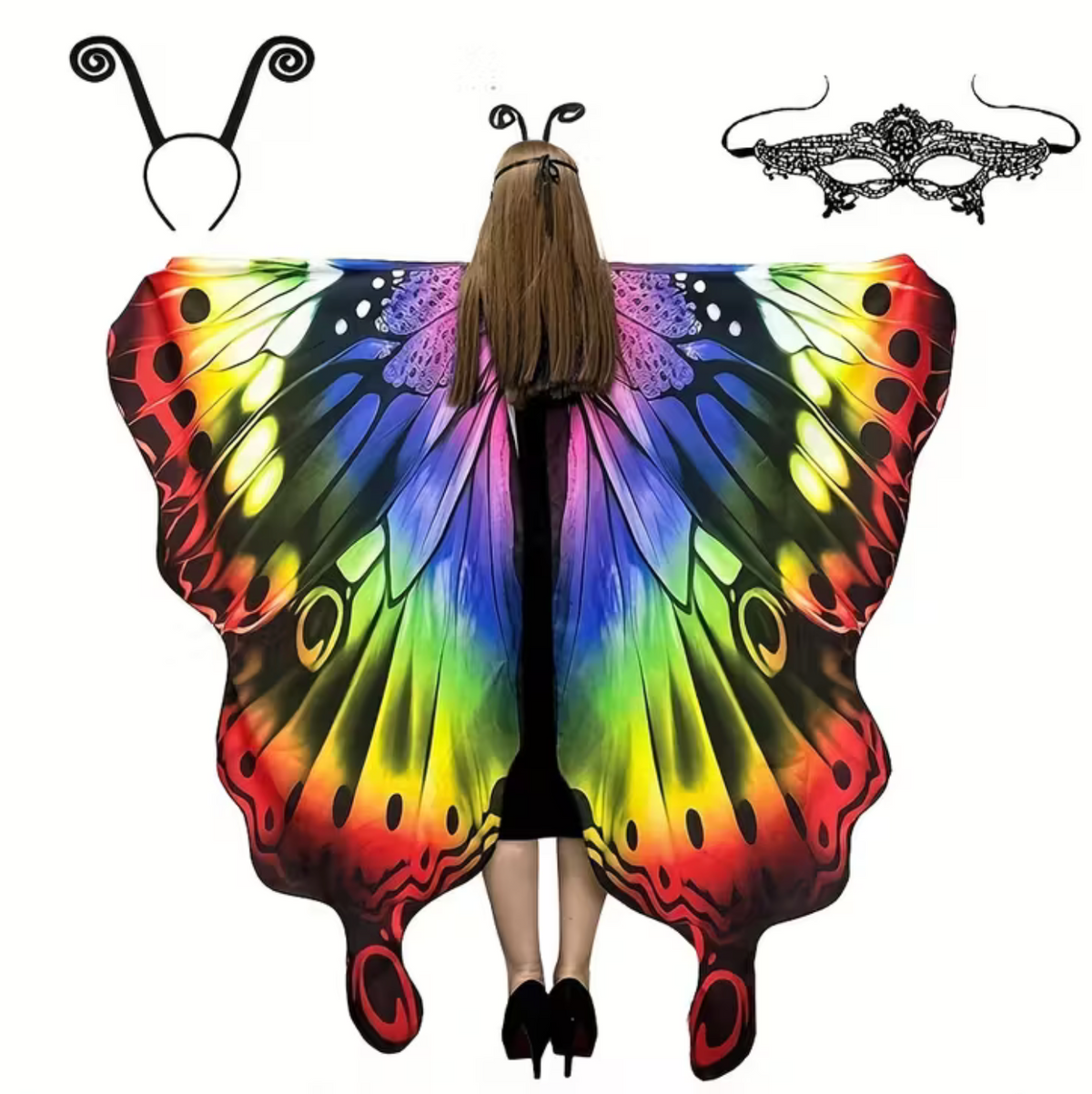 Butterfly Wing Shawl with Matching Headband for Costume Parties