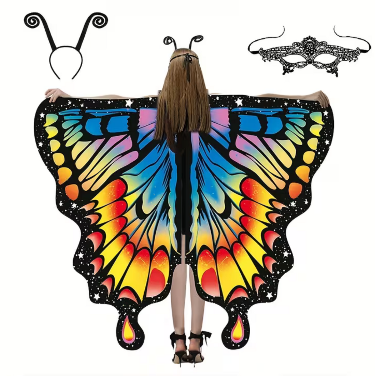 Butterfly Wing Shawl with Matching Headband for Costume Parties