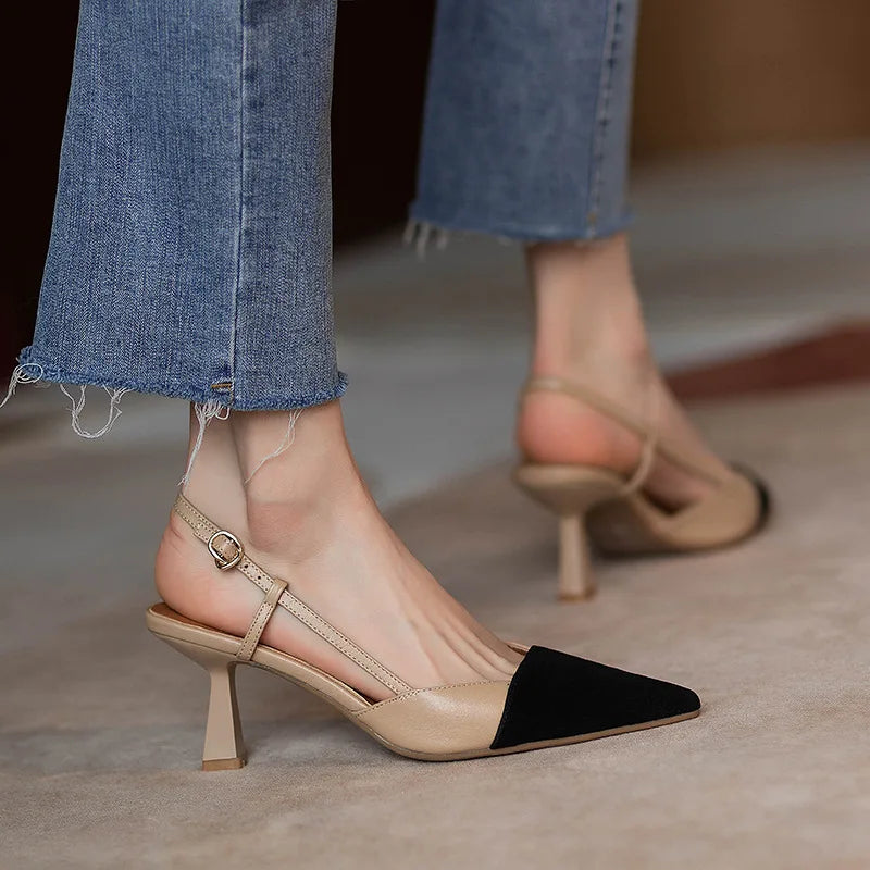 Women's Slingback Heels Pointed Toe Two-Tone