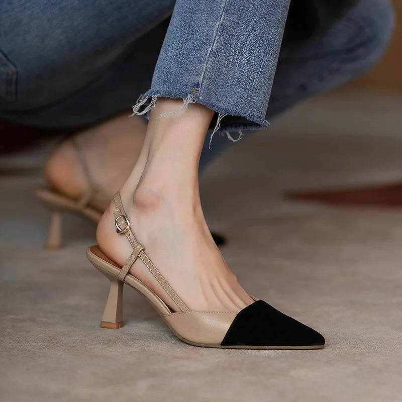 Women's Slingback Heels Pointed Toe Two-Tone