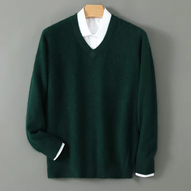V Neck Pullover Sweater with Relaxed Fit and Knit Blend, S-3XL