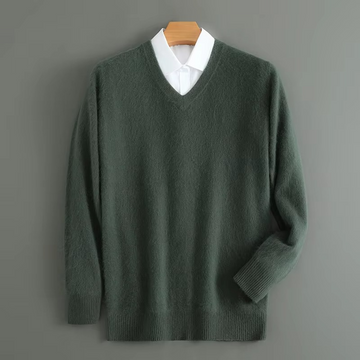 V Neck Pullover Sweater with Relaxed Fit and Knit Blend, S-3XL
