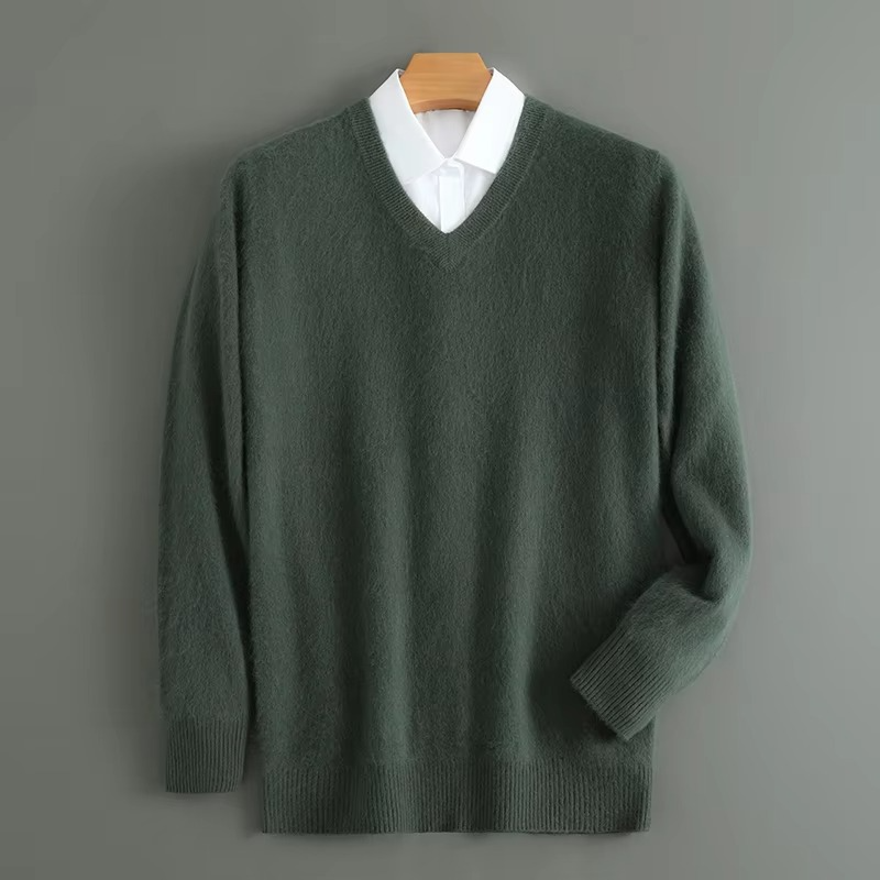 V Neck Pullover Sweater with Relaxed Fit and Knit Blend, S-3XL