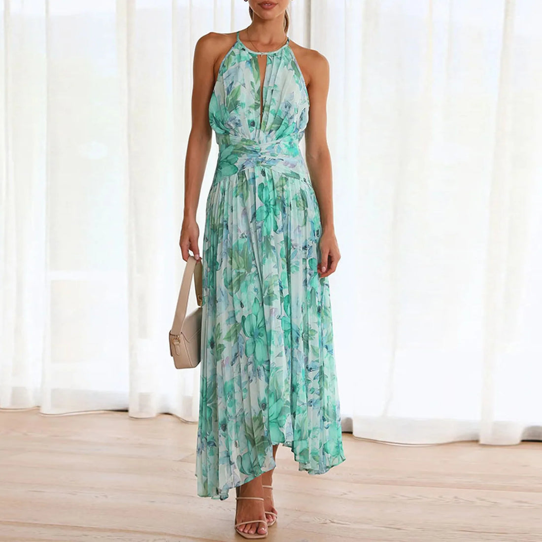 Women's Floral Halter Maxi Dress