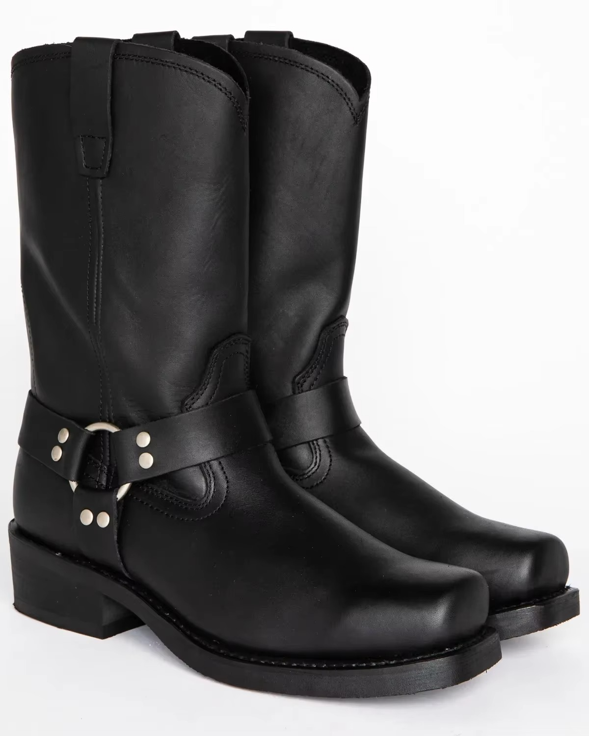 Men's Western Boots with Mid Calf Height and Retro Stitching