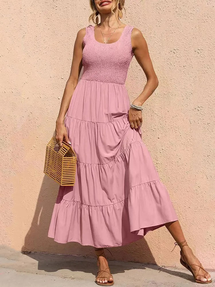 Women's Tiered Maxi Dress Smocked