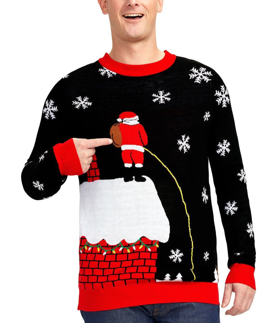 Light Up Holiday Sweater with Rooftop Scene and Long Sleeves