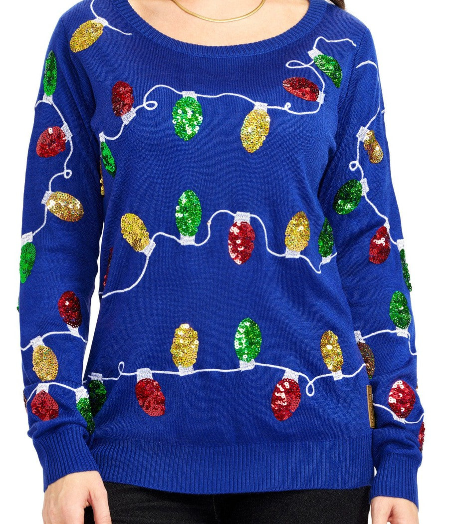 Dual Holiday Crew Neck Sweater with Woven Symbols and Ribbed Cuffs