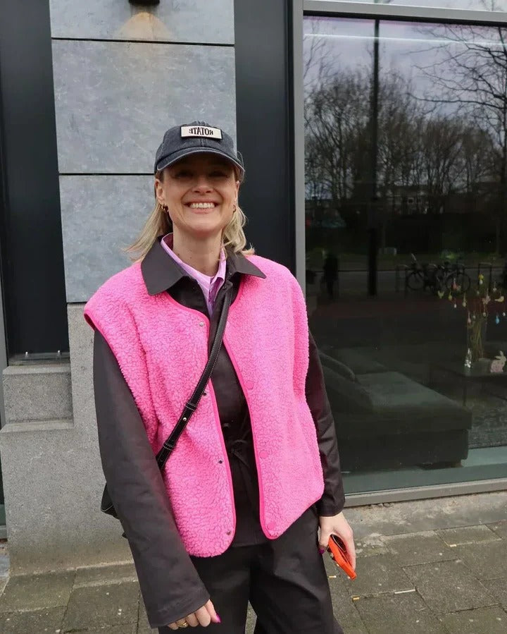 Textured Layering Vest with Snap Closure and Relaxed Fit