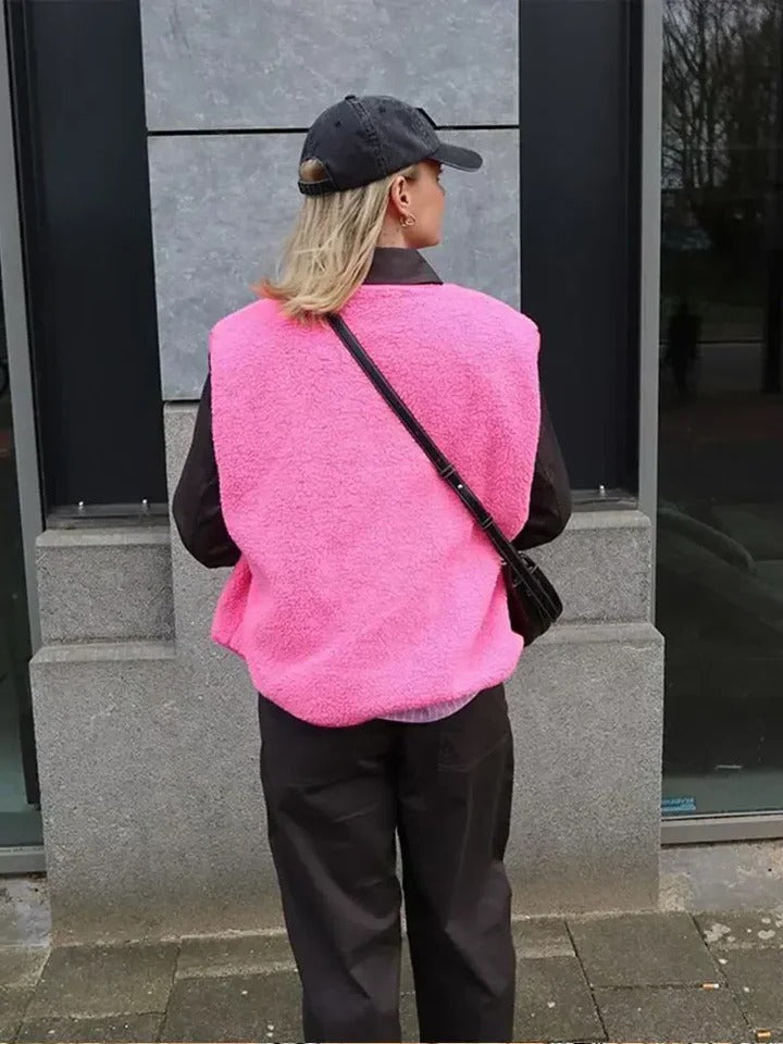 Textured Layering Vest with Snap Closure and Relaxed Fit