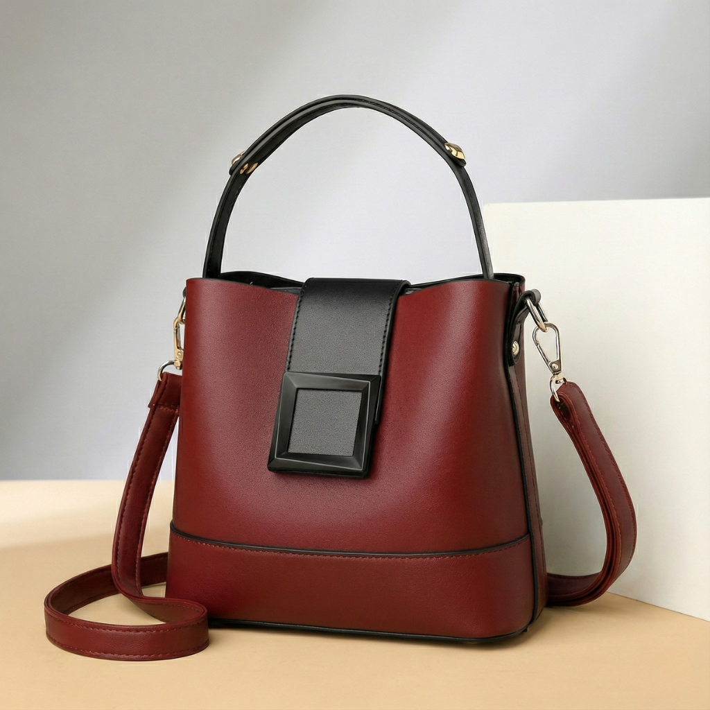 Women’s Savona Faux Leather Handbag – Structured Top Handle Crossbody Bag
