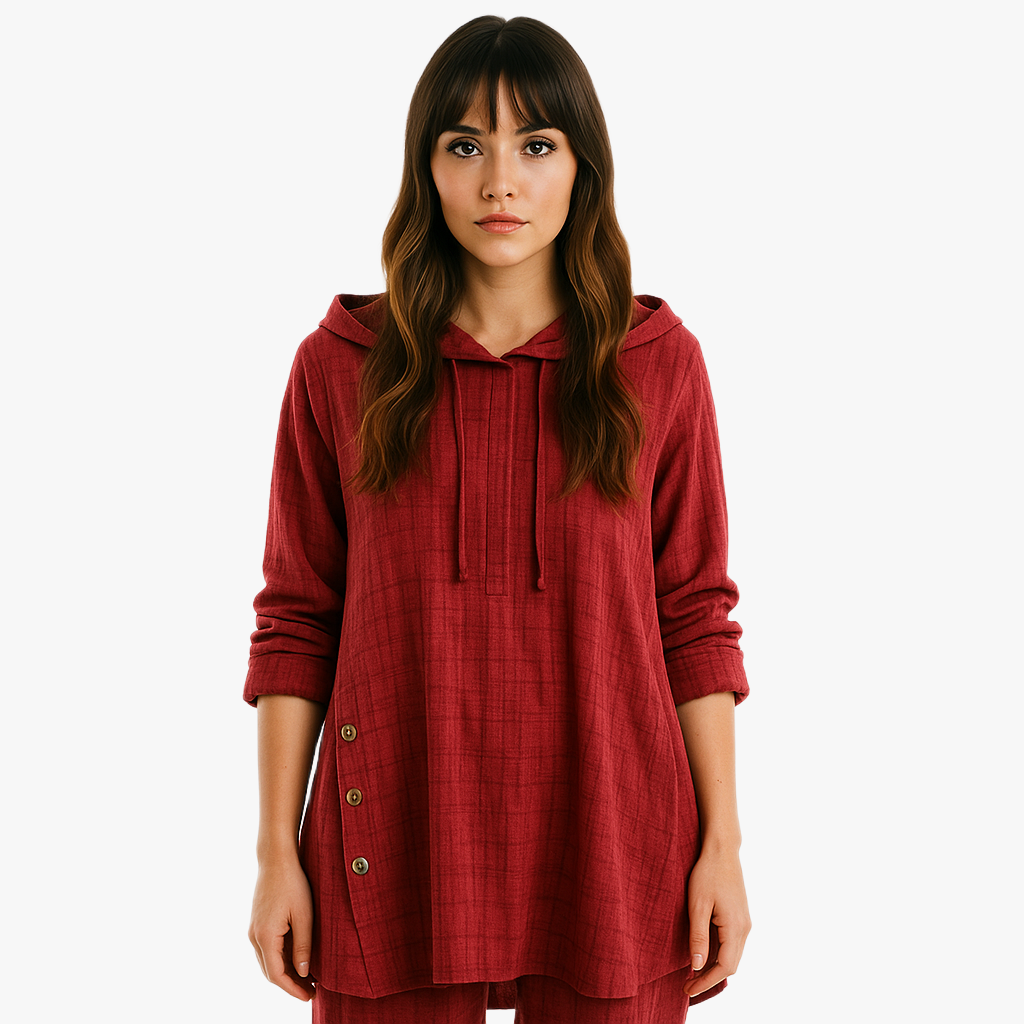 Stylish Casual Hooded Check Shirt for Women