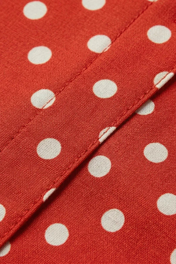 Women's Midi Dress Polka Dot Wrap Square Neck Short Sleeve