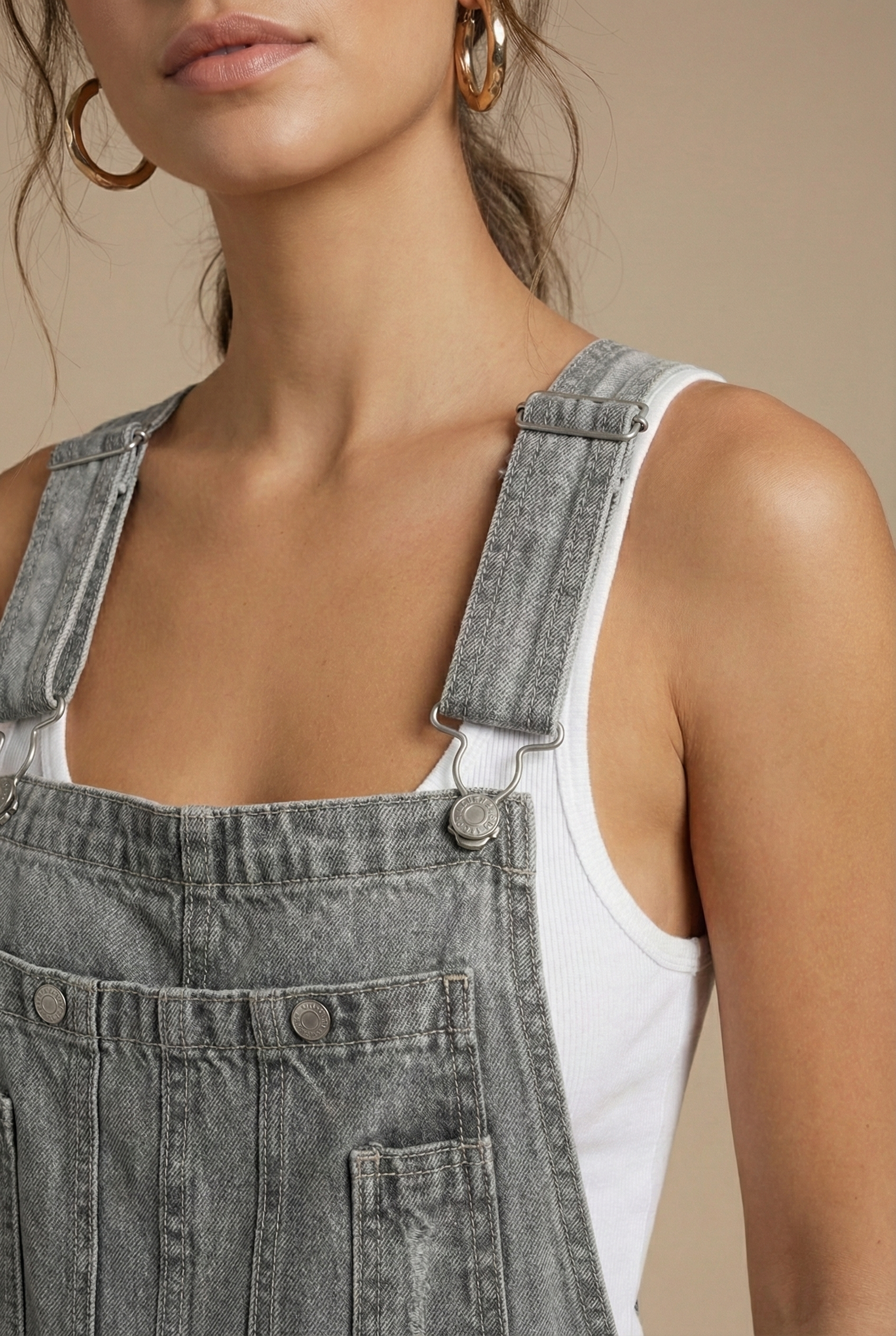 Women's Floral Print Denim Jumpsuit - Sleeveless Bib Overall with Adjustable Straps and Pockets