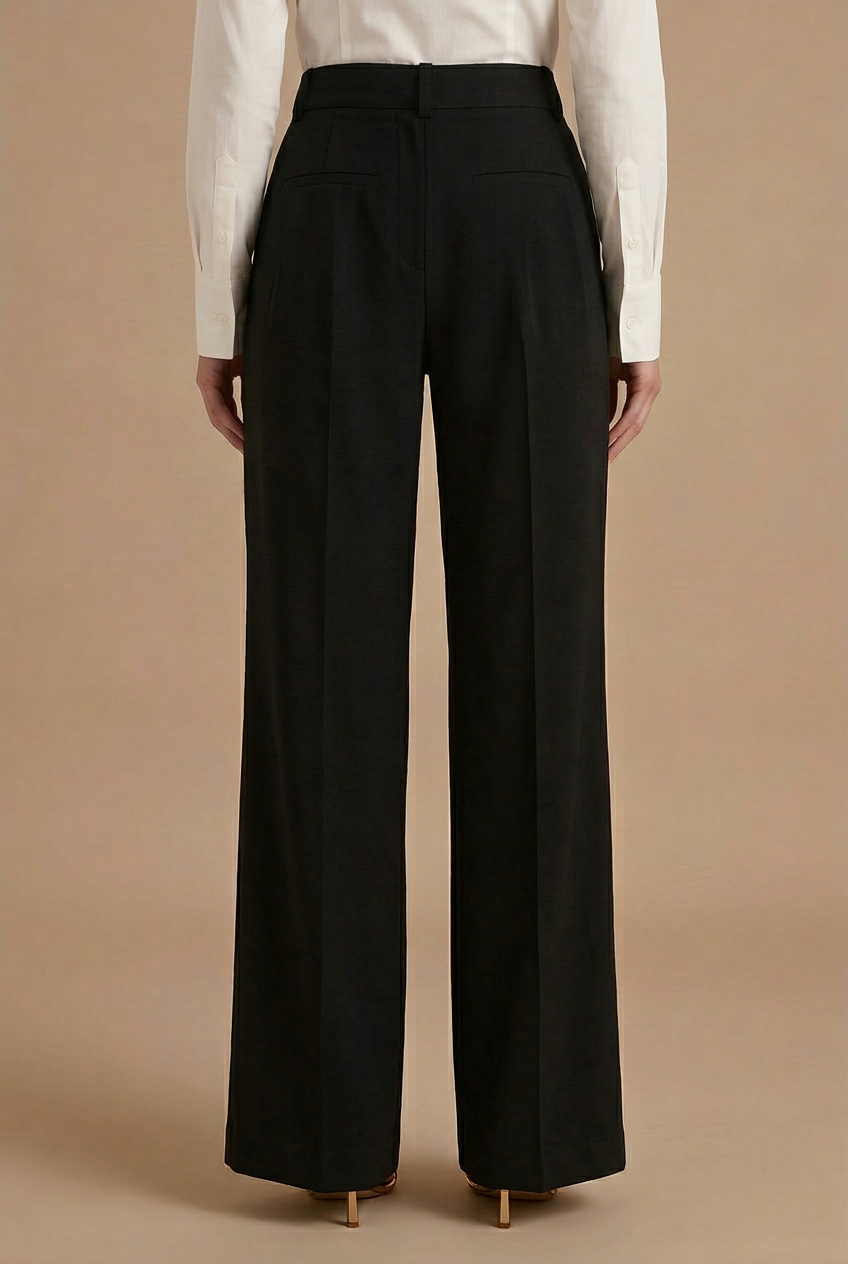 Damen Hoch taillierte, plissierte, weit geschnittene Hose mit Gürtelschlaufen