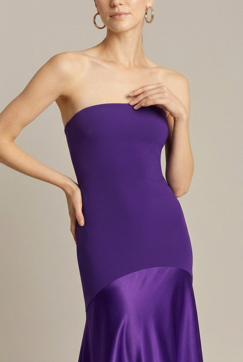 Women's Strapless Drop Waist Maxi Dress - Floor Length Gown
