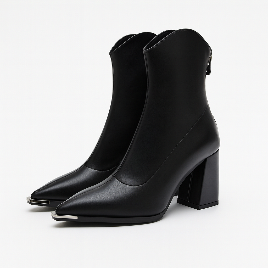 Women’s Chrome Tip Chelsea Boots with Block Heel