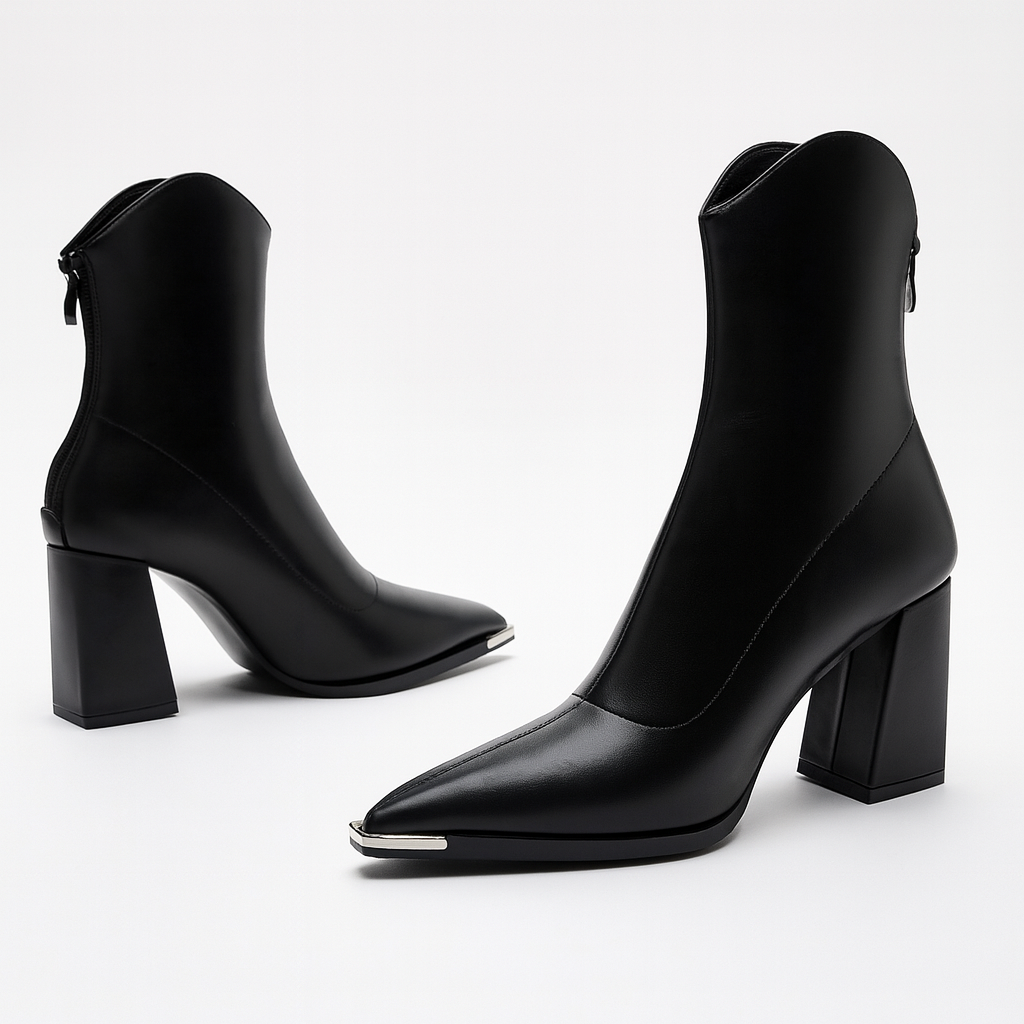 Women’s Chrome Tip Chelsea Boots with Block Heel
