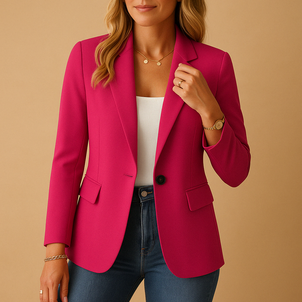 Women’s Single Button Blazer with Notch Lapel