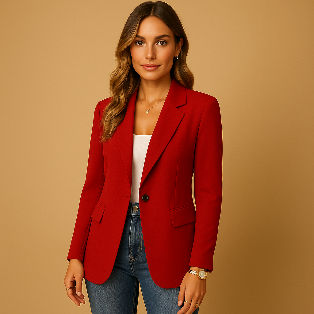 Women’s Single Button Blazer with Notch Lapel