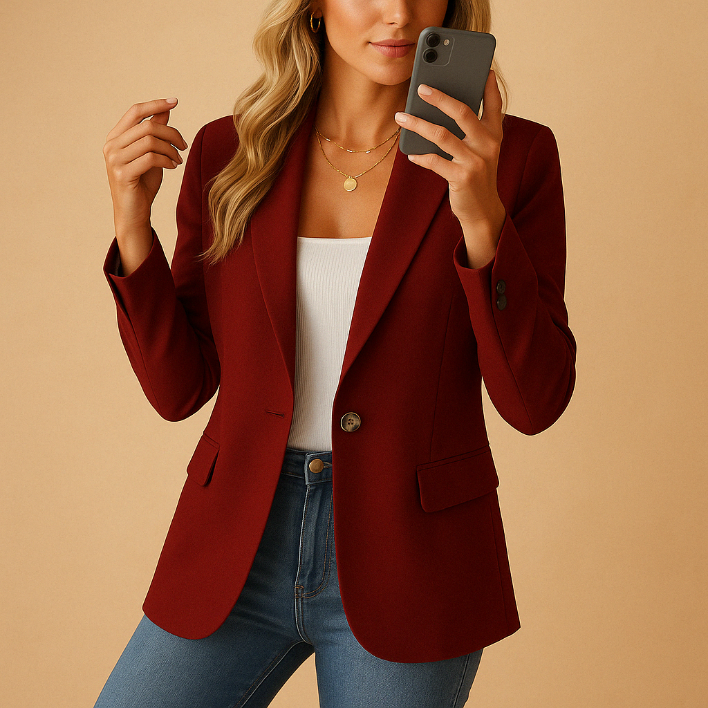 Women’s Single Button Blazer with Notch Lapel