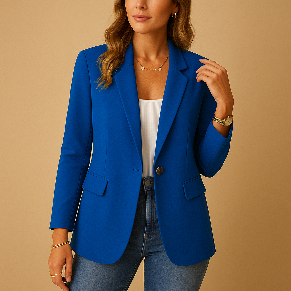 Women’s Single Button Blazer with Notch Lapel