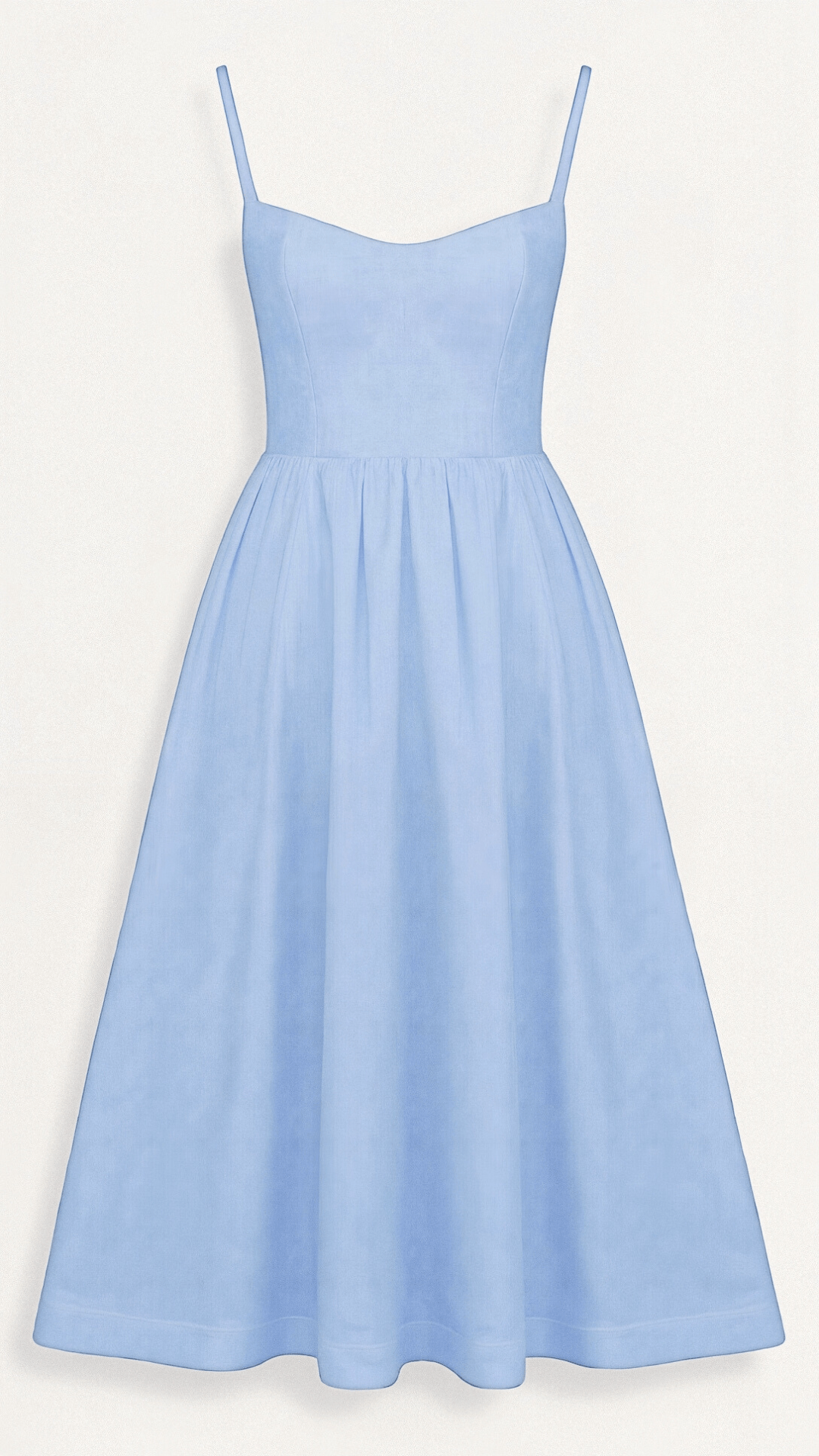 Women’s Spaghetti Strap A Line Midi Dress with Fitted Bodice