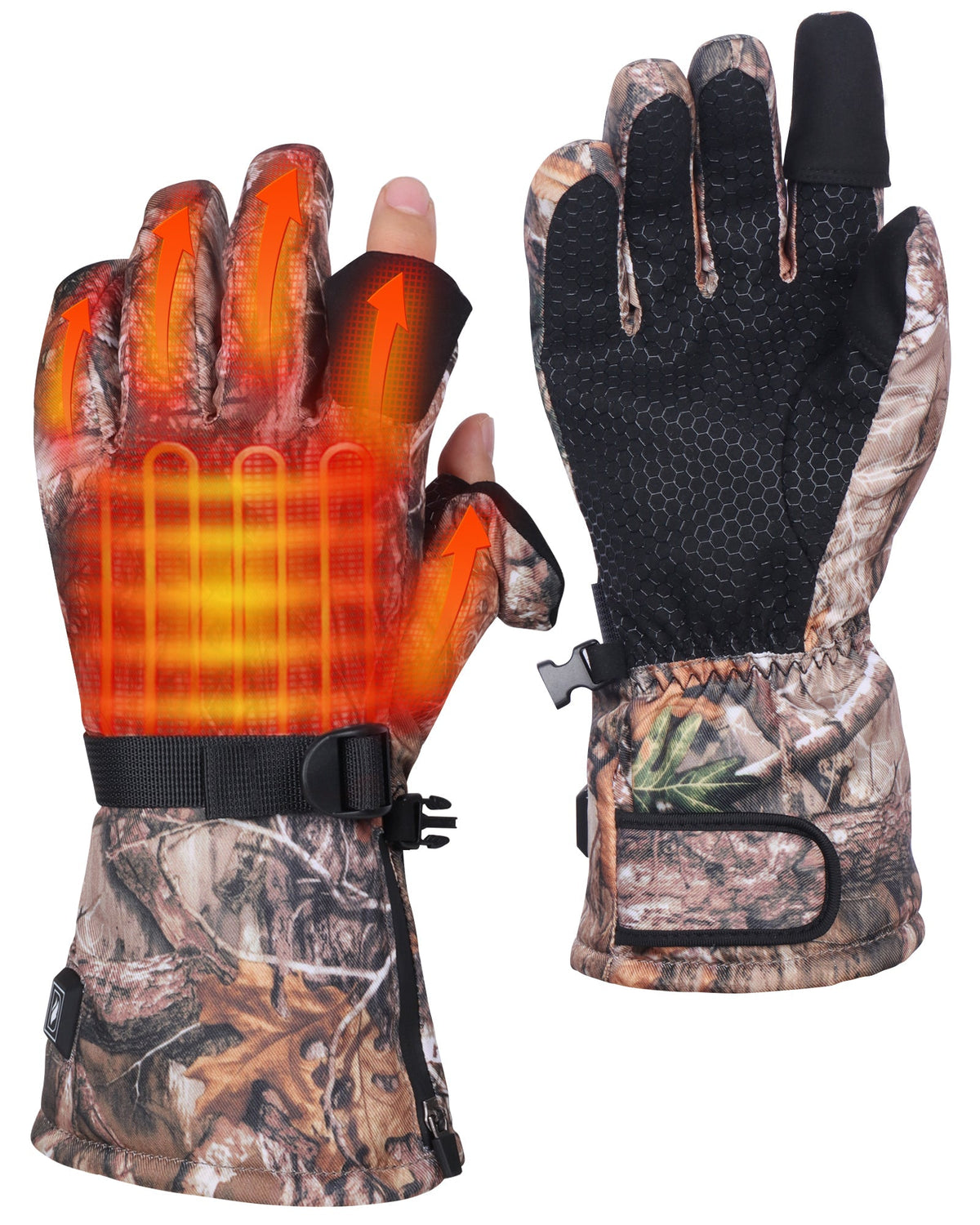 Rechargeable Heated Vest and Gloves with Eight Warming Zones and Flip Open Fingertips