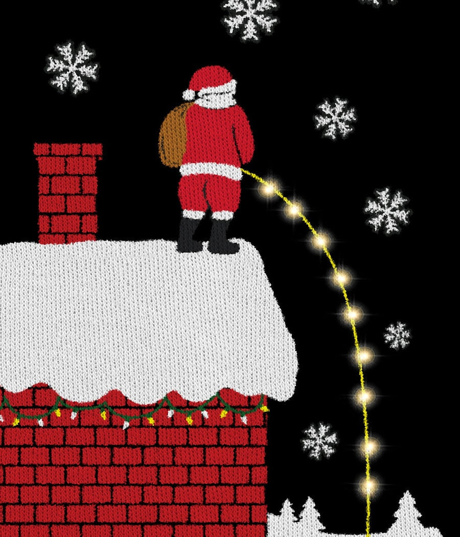 Light Up Holiday Sweater with Rooftop Scene and Long Sleeves