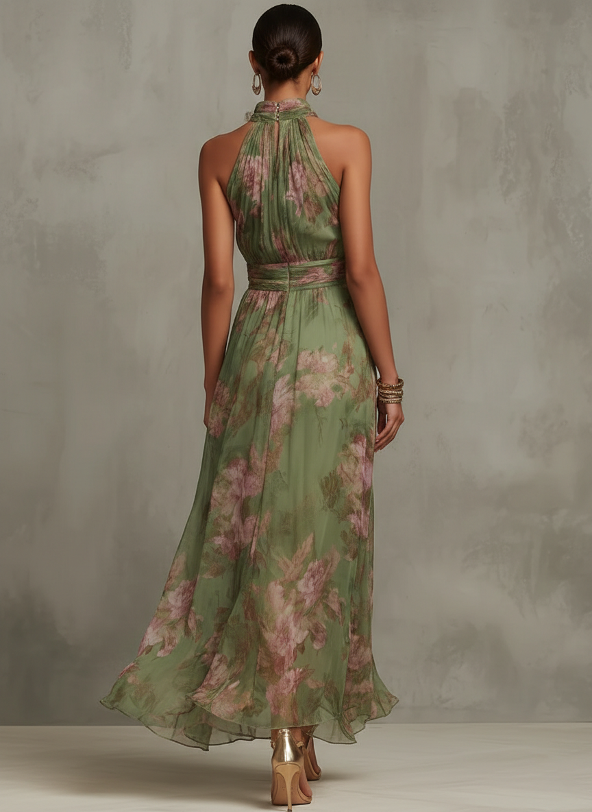 Women's Floral Maxi Dress Halter