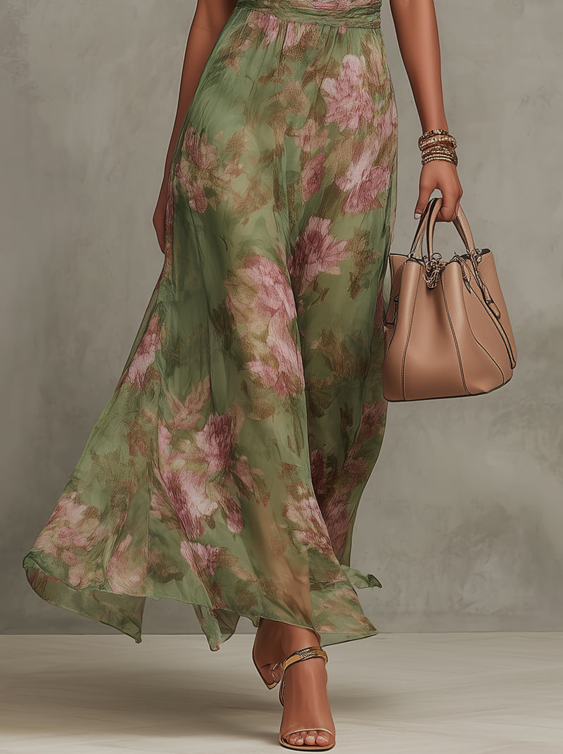 Women's Floral Maxi Dress Halter
