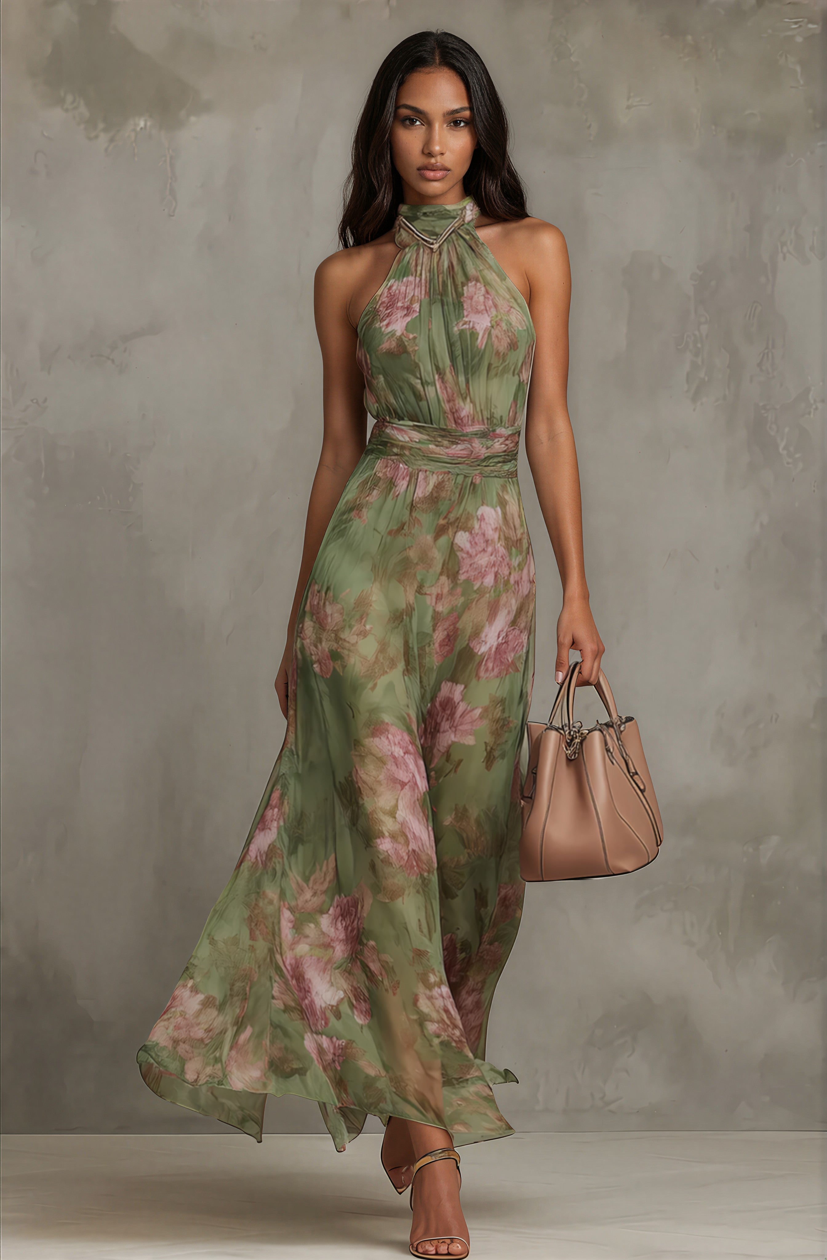 Women's Floral Maxi Dress Halter