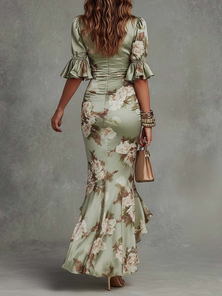 Women's Floral Maxi Dress V-Neck