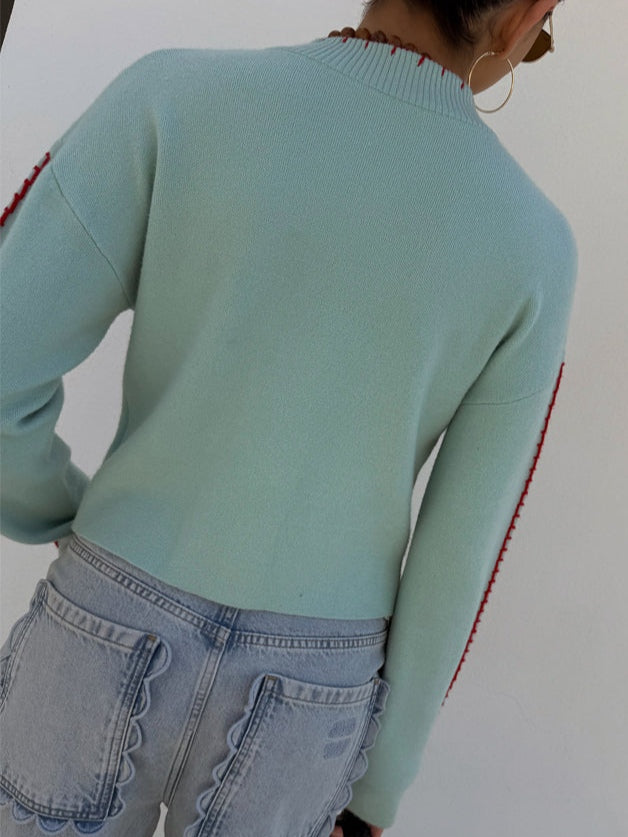 Women's Cardigan with Octopus Graphic and Ribbed Cuffs