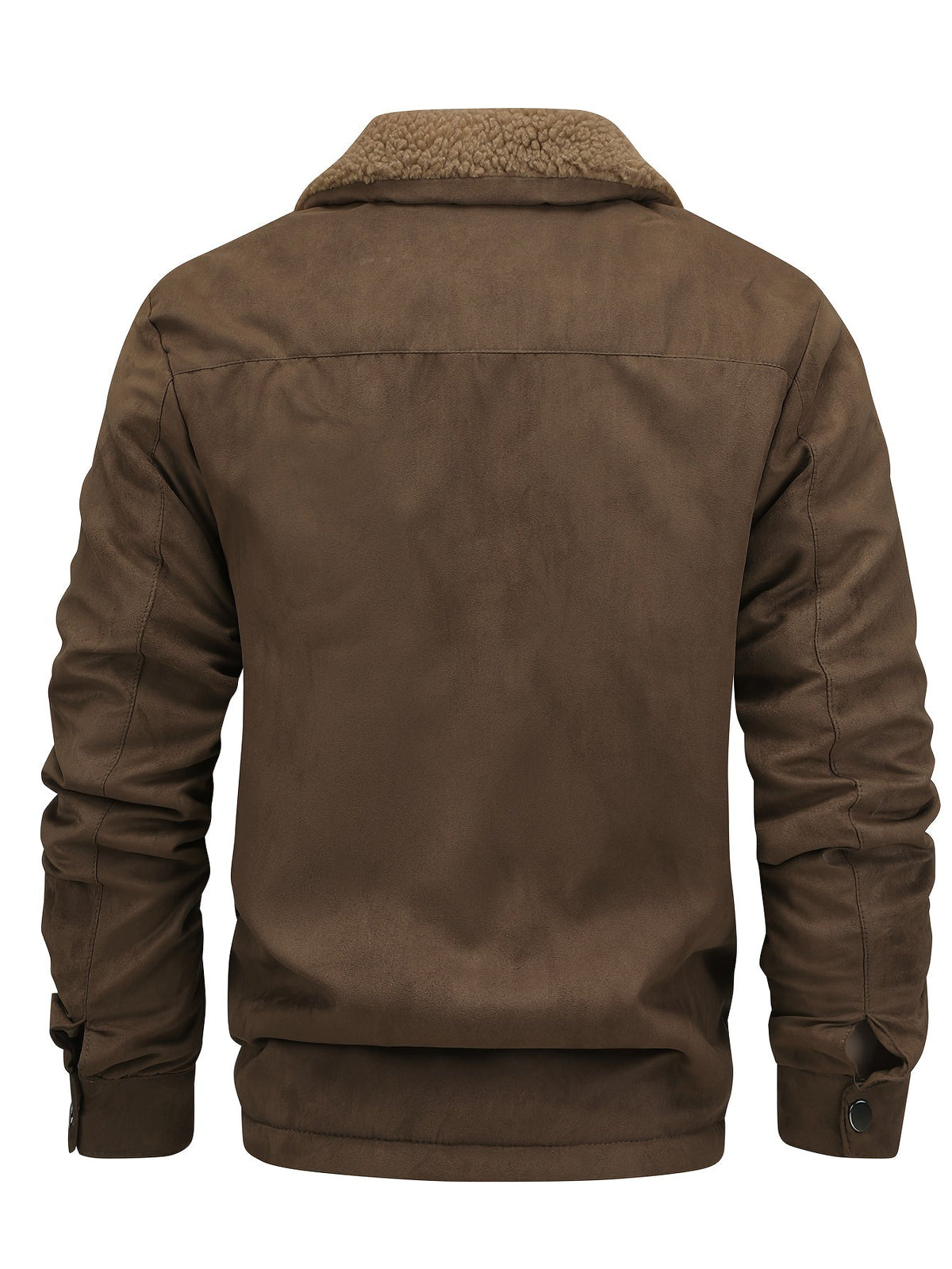 Structured Collar Lined Jacket with Full Length Zipper and Plush Fleece, Multiple Pockets