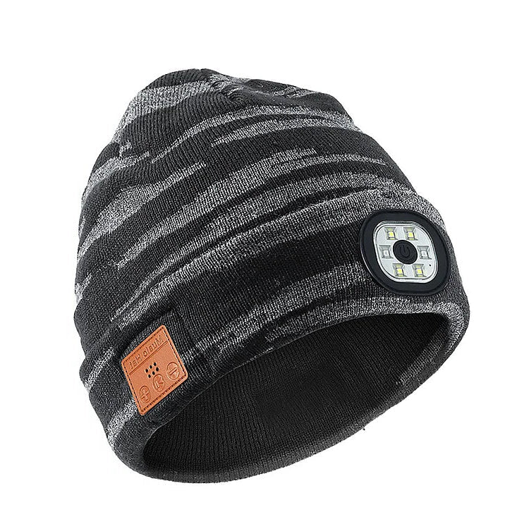 LED Beanie with Bluetooth Speakers and Detachable Light Module