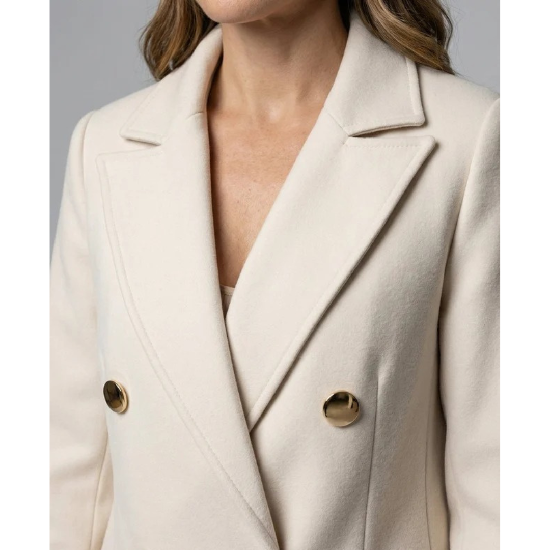 Women's Long Trench Coat with Double Breasted Closure and Tailored Fit