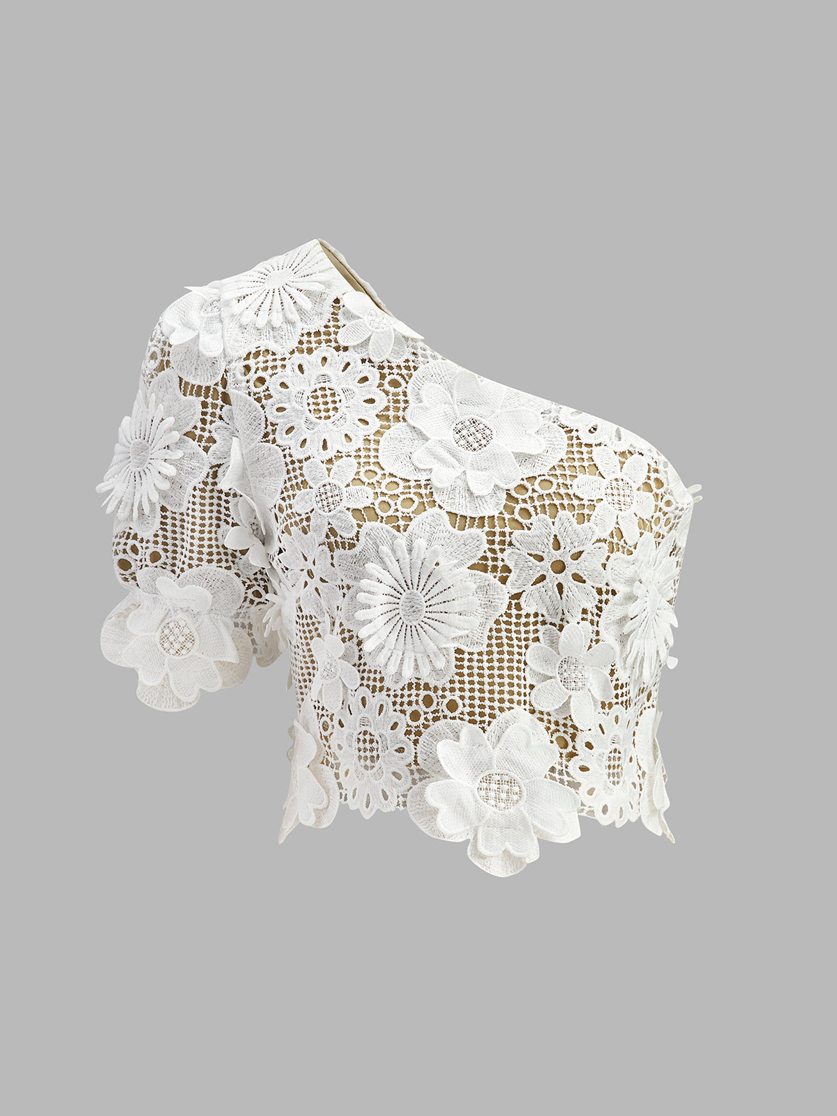 Embroidered Lace Crop Top and Midi Skirt Set for Weddings