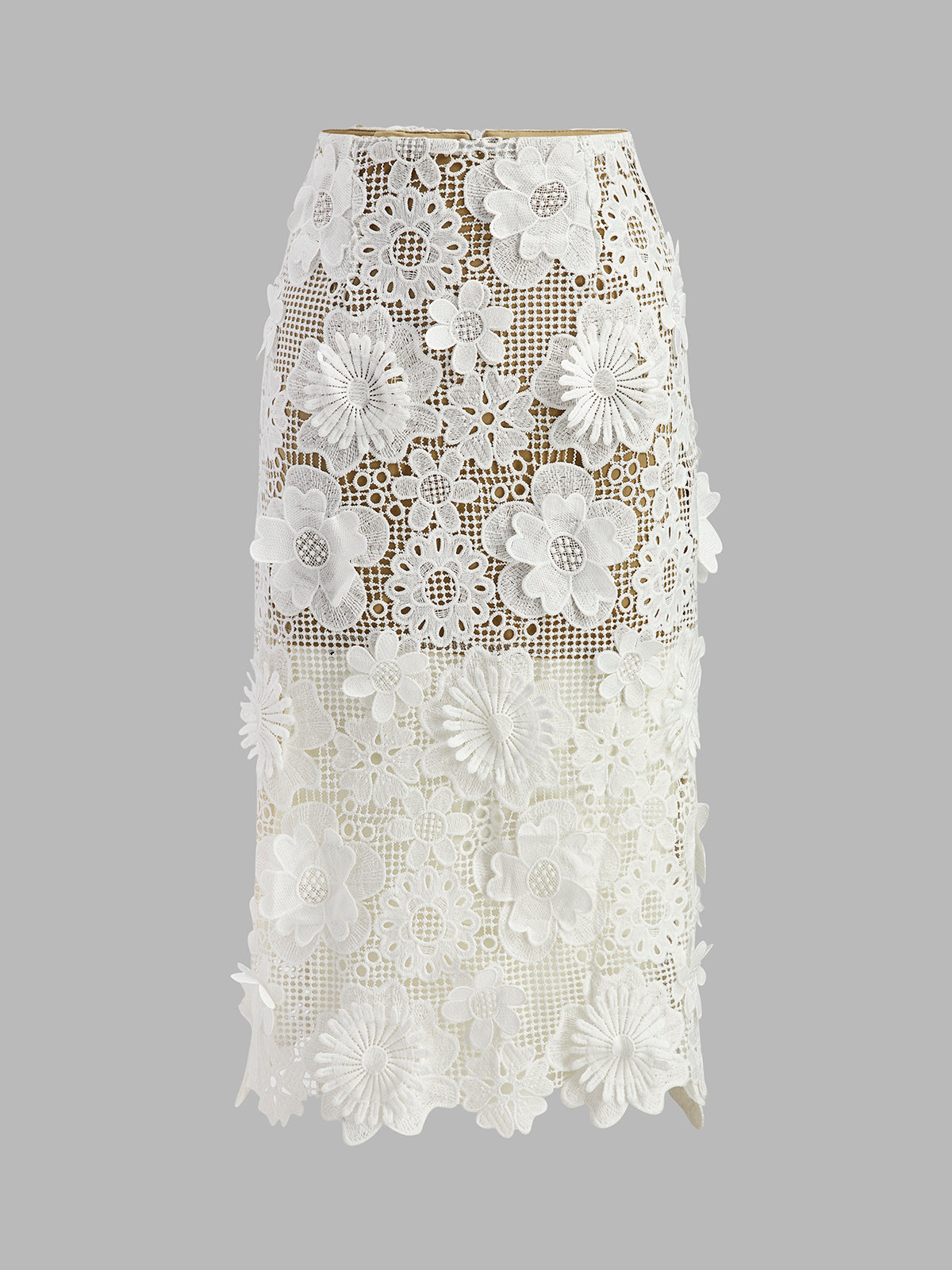 Embroidered Lace Crop Top and Midi Skirt Set for Weddings