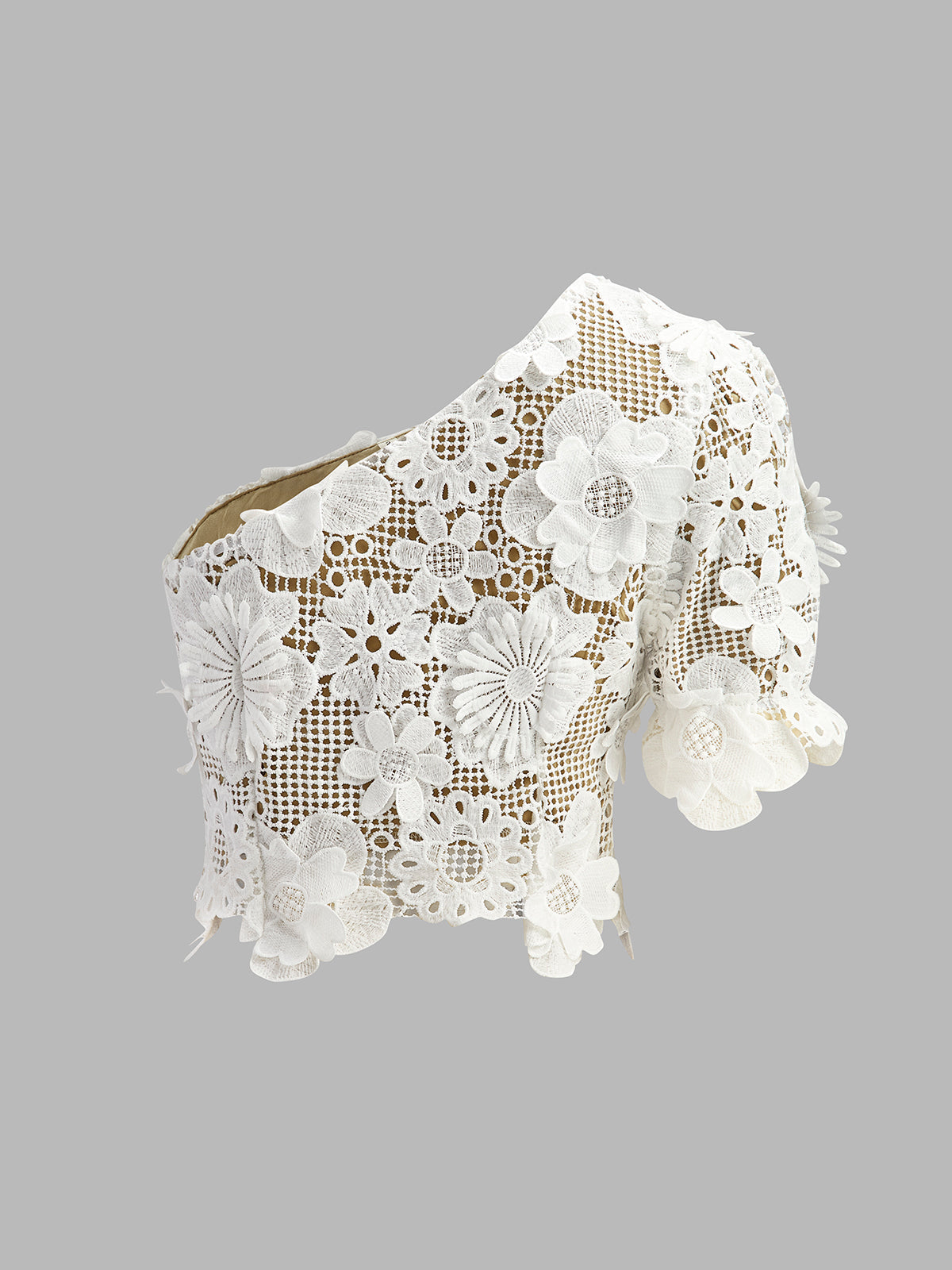 Embroidered Lace Crop Top and Midi Skirt Set for Weddings