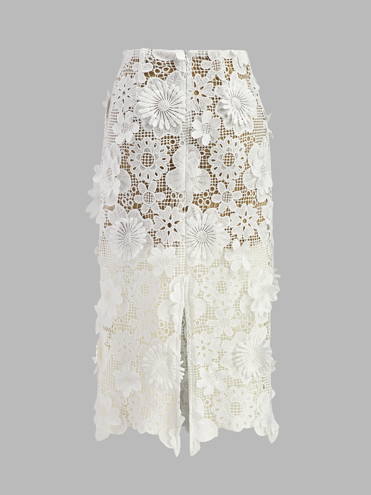 Embroidered Lace Crop Top and Midi Skirt Set for Weddings