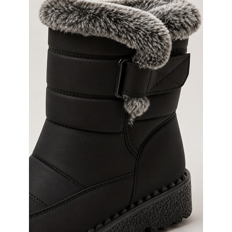 Mid Ankle Winter Boots with Side Fastening and Cushioned Footbed, Quilted Exterior