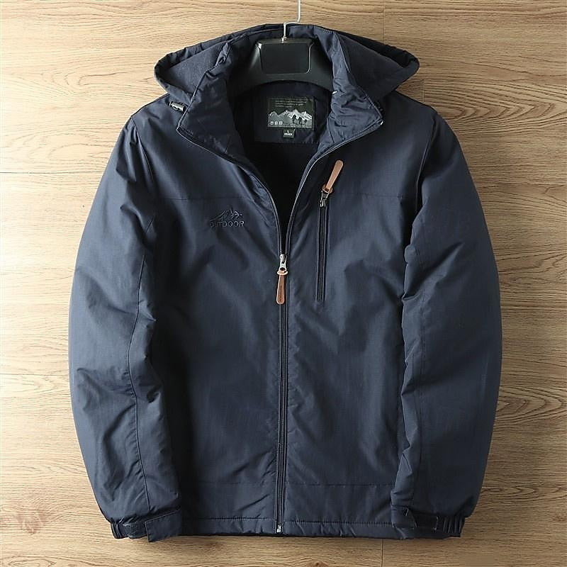 Full Zip Hooded Jacket with Drawstring Hood and Lined Interior, Wind Resistant